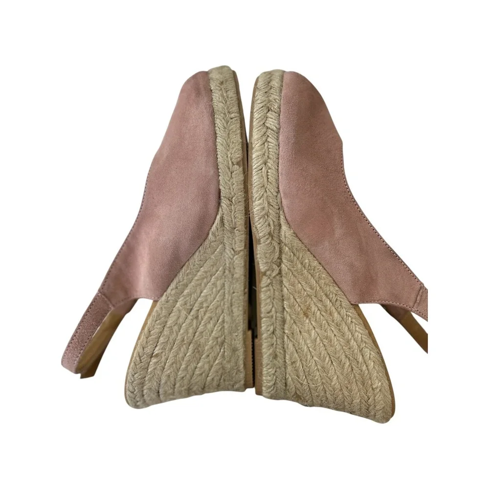 Paseart Pink Suede Peep Toe Espadrille Wedges Size EU- 38 US-7.5